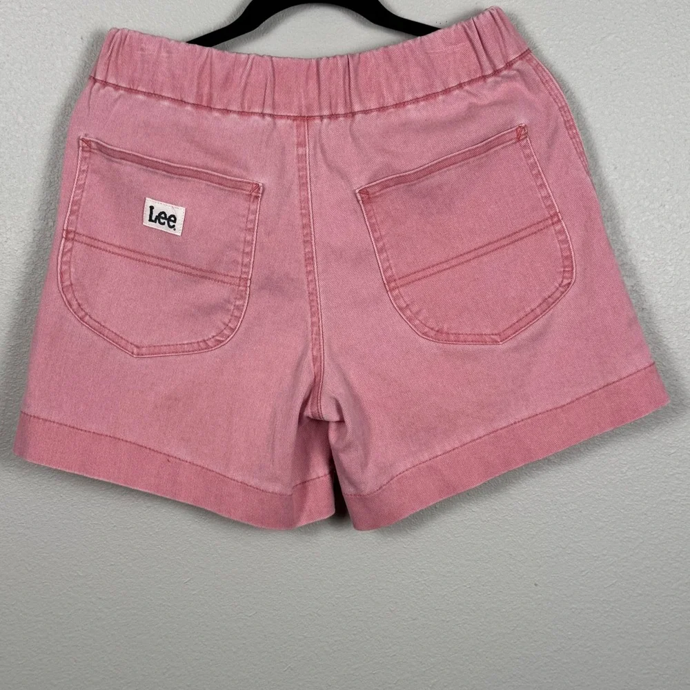 Lee Womens Relaxed Fit High Rise Shorts Pink Elastic Waist Size 8 Boho Lounge
